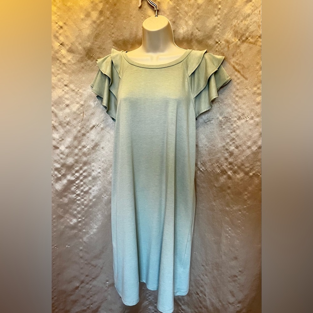 Como Vintage mint frillled sleeve dress size M